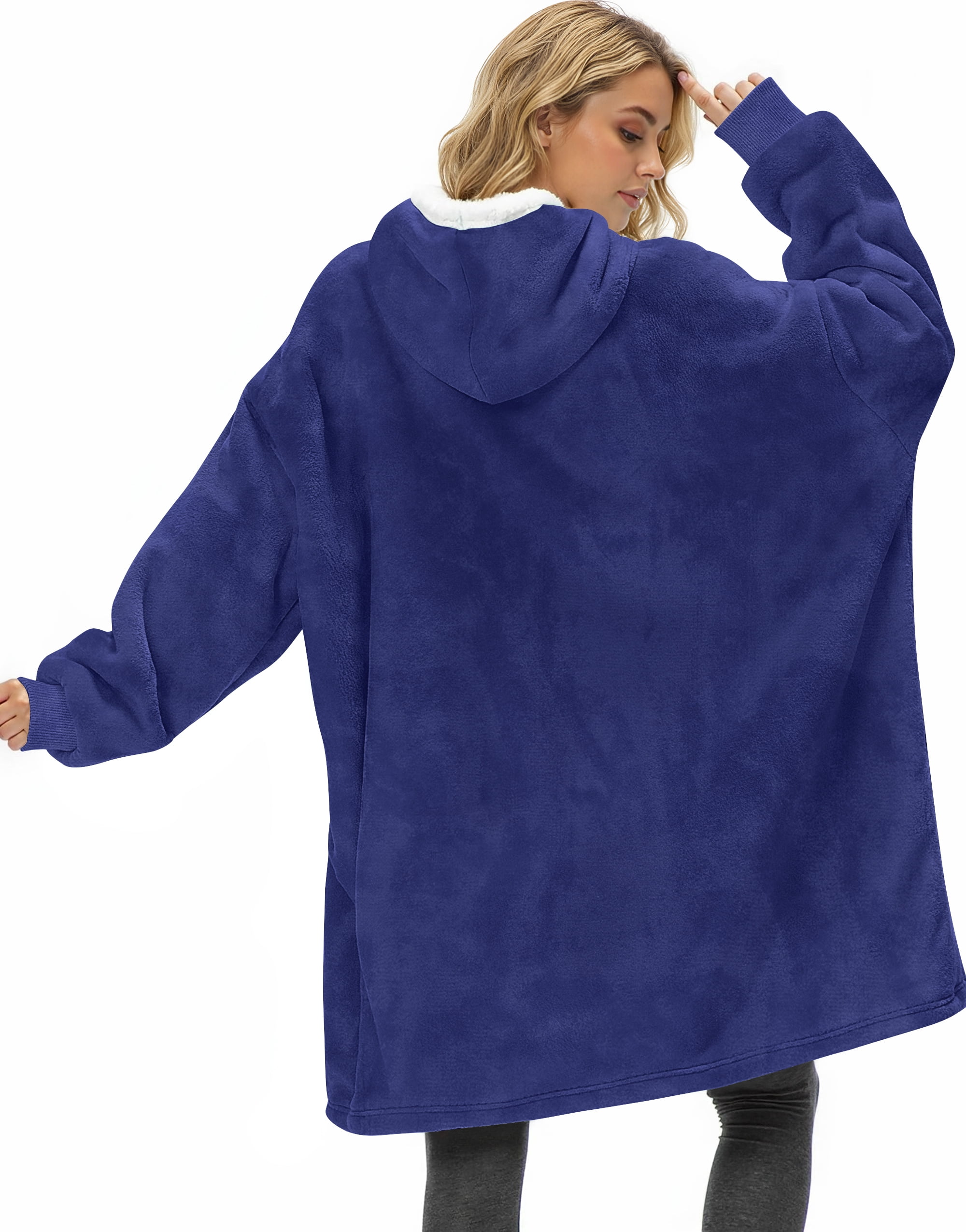 Fantaslook Wearable Blanket Hoodie for Women and Men, Oversized Sherpa Fleece Blanket Sweatshirt with Sleeves & Pocket