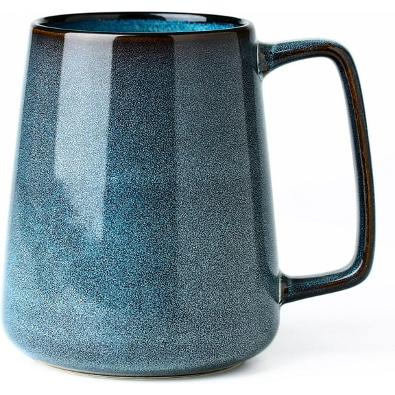 24 oz Large Ceramic Coffee mugs, Extra Large Tea and Coffee Cups, Large Handle Design, Big Coffee Mug for Office and Home, Microwave and Diahwasher Safe. (24 oz blue)