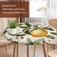 thumbnail image 3 of Lemon Floral Round Tablecloth 45-54 Inch Round Fitted Table Cloth with Elastic Edge, Watercolor Country Summer Spring Fruit Waterproof Table Cover Protector for Outdoor Picnic Party Dining, 3 of 6