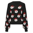 thumbnail image 3 of FEIFLY Women Christmas Knitted Sweater Cute Santa Head Pattern Crewneck Pullover Sweater Stylish Female Knitwear, 3 of 8