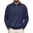 thumbnail image 3 of Camisas de Punto para Hombre, Camisas Casuales de Larga, Camisas Clásicas con Botones, Camisas de Golf Azul Marino M, 3 of 5