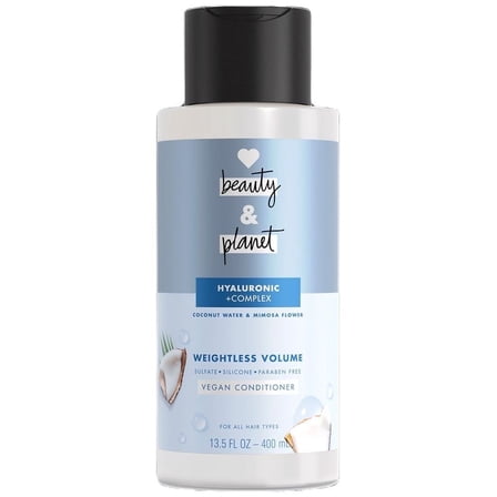Love, Beauty and Planet Weightless Volume Conditioner with Hylauronic Acid Coconut Water & Mimosa Flower 13.5 fl oz Pack of 2