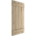 thumbnail image 3 of Ekena Millwork 22"W x 32"H Rustic Four Board Joined Board-n-Batten Hand Hewn Faux Wood Shutters (Per Pair), Primed Tan, 3 of 10