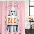 thumbnail image 2 of Pink Halloween Shower Curtain, Waterproof Shower Curtains for Bathroom, Cute Ghost Modern Art Washable Fabric Bathtub Curtain Set Bath Decor with 12 Hooks Standard 72"x72", 2 of 8