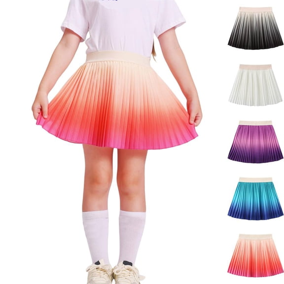 Bxsruta Girls Ages 5-12 High Waisted Pleated 2-in-1 Skirt Pants Soft Dance Fitness Activewear