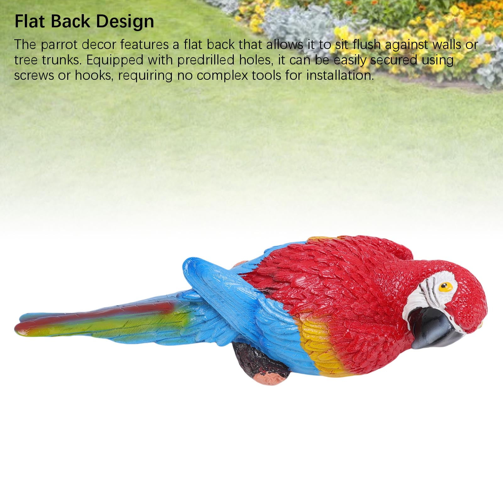 NFTIGB Realistic Hanging Parrot Wall Decoration Flat Back High Strength Resin Statue Figurine for Outdoor Lawn Garden Patio Decor, Left Side Red, 13.78 inches / 35.0 cm
