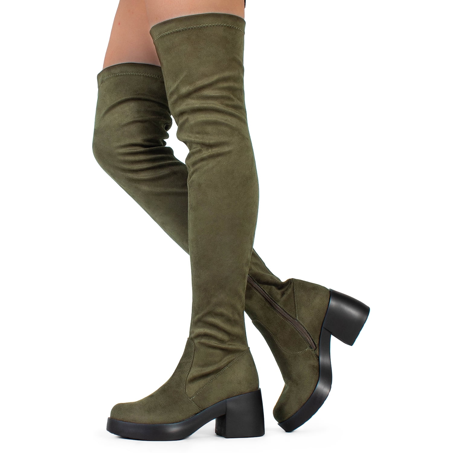 mid heel over the knee boots