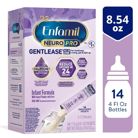 Enfamil NeuroPro Gentlease Powder Baby Formula, Reduces Fussiness, Crying, Gas & Spit-up, 17.4 g, 14 Packets