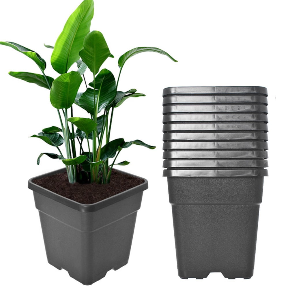 10 Pack Nursery Pots 3 Gallon Garden Planter Plastic Sqaure Seedling Pots White Flower Plant