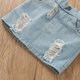 thumbnail image 4 of Conjunto de camisa informal cómoda de verano para niños con hombros descubiertos y falda vaquera, top de poliéster para niños, 4 of 9