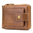 thumbnail image 1 of Cartera de cuero Cartera de cuero genuino con cremallera plegable para hombres RFID Safe Travel Purs BULLCAPTAIN Cartera de cuero, 1 of 7