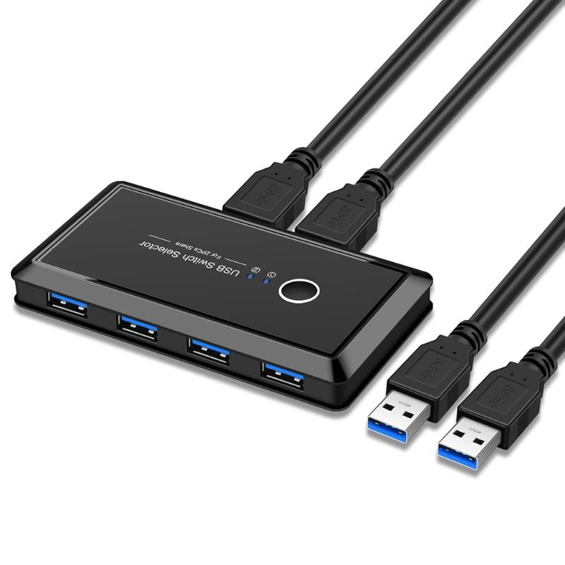 LIANXUE USB 3.0 Switcher Selector 2 Computers Sharing 4 USB Devices Switch Hub Adapter for Keyboard Mouse Printer Scanner