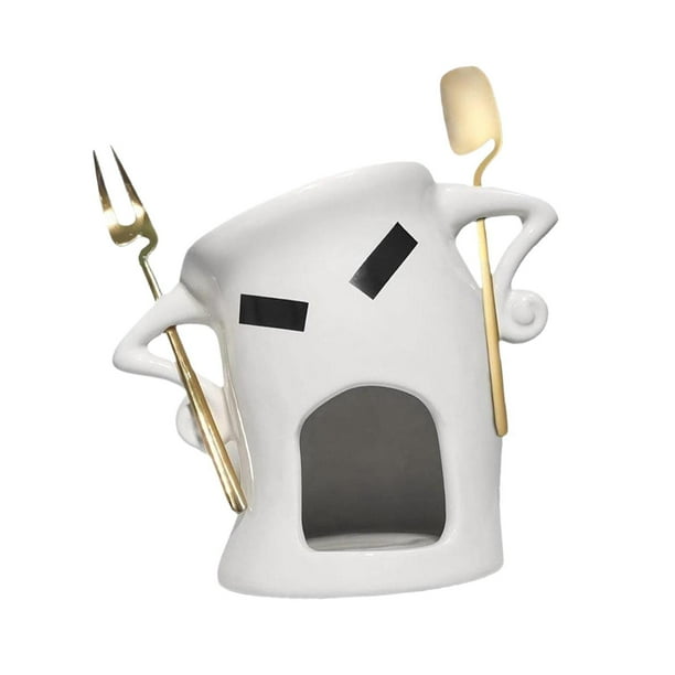 Taza de cerámica para fondue de chocolate, ideal para mojar chocolate o queso. Divertida y dulce taza para fondue. Blanco