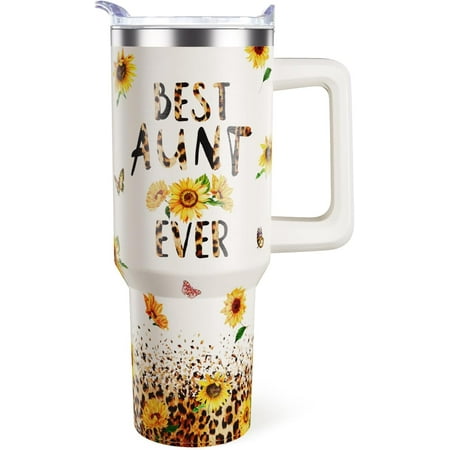 

Best Aunt Ever Tumbler 40oz Auntie Tumbler with Handle Aunt Birthday Gifts Stainless Steel Insulated Cup with Lid And Straw Gift for Aunt from Niece Nephew