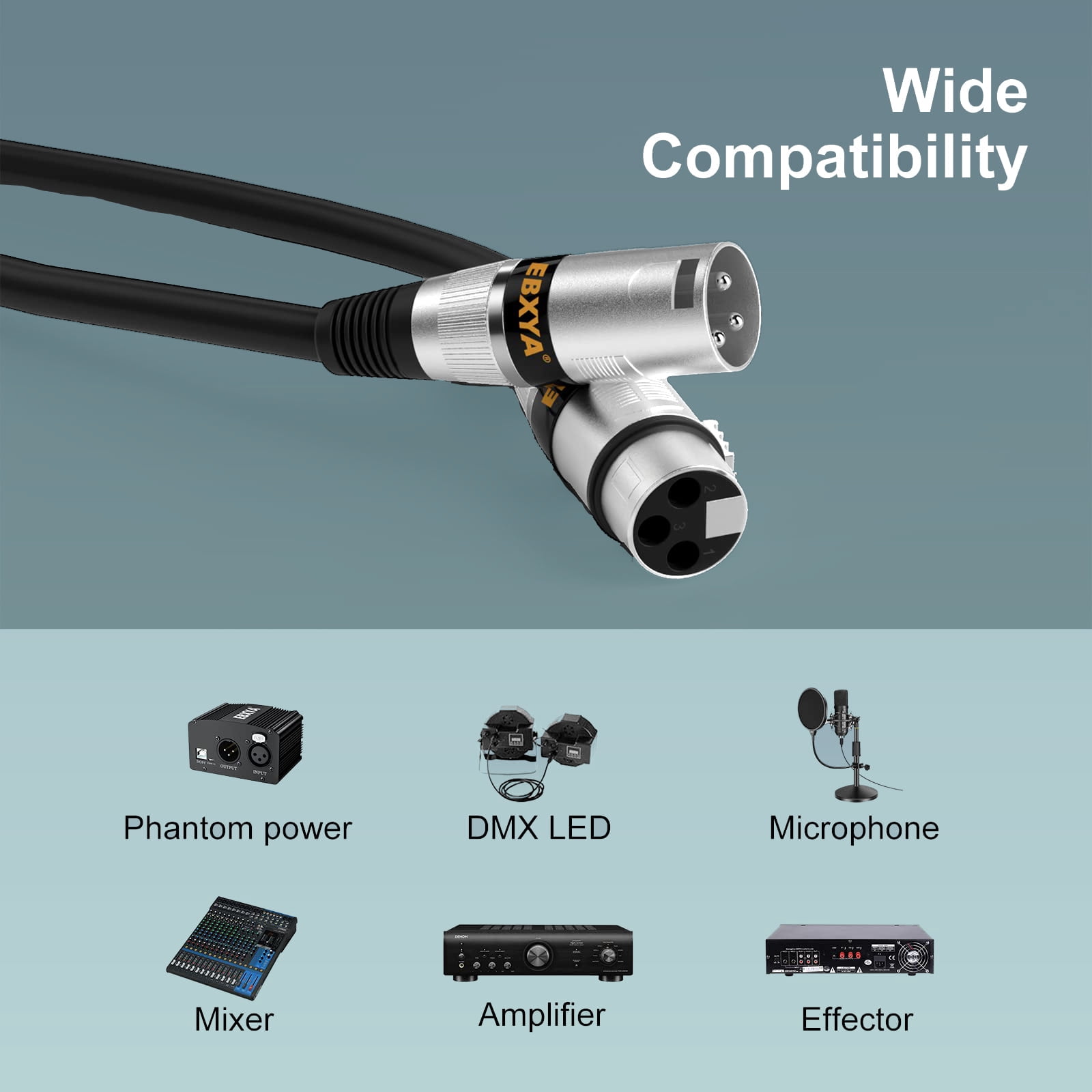 ​XLR Microphone Cables 6-Pack with Color Coded Connectors, EBXYA Balanced XLR to XLR Cable 0.6M, High Performance OFC for Easy Setup, Studio, Live Sound, Church & PA Systems​