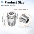 thumbnail image 2 of Uxcell 4pcs Surface Clean Tip 25 Degree 1/4 Inch NPT Male 1.236 Orifice 4000 PSI Stainless Steel Threaded Pressure Washer Spray Nozzles for Water gun Water Broom, 2 of 7