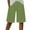 Green, variant on Simua Women's Cotton Linen Bermuda Shorts Solid Color Elastic Waist Side Slit Casual Beach Shorts