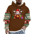 thumbnail image 3 of UVEASISHA Mens Christmas Hoodie Sweatshirts Color Block Long Sleeve Pullover Sweatshirt Drawstring Hooded Santa Claus Pullover Tops Coffee L, 3 of 6