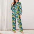 thumbnail image 2 of KLL Tropical Floral Print Women's Long Sleeve Pajamas with Pants Sleepwear Loungewear 2 Set-X-Large, 2 of 7
