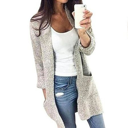 Women's Long Sleeve Long Sweaters Cardigan With Pocket | Walmart Canada