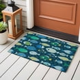 thumbnail image 4 of Deep Green Fishes Entryway Rug 2'x3'&nbsp; Non Slip Front Door Mats, Cartoon Coastal Ocean Fish Striped Entrance Rugs Indoor Outdoor Carpet, Washable Floor Mats Small Area Rug for Bedroom Kitchen, 4 of 8