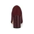 thumbnail image 6 of BLISSFUL STEP Women's Shoes Pointy Toe Slip-on Faux Suede Block Heel Pumps  Burgundy 9, 6 of 8