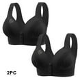 thumbnail image 2 of FAIWAD 2 Pcs Snap Front Bras for Women Solid Color Breathable Embroidered Lace Wirefree Plus Size T-Shirt Bras, 2 of 9