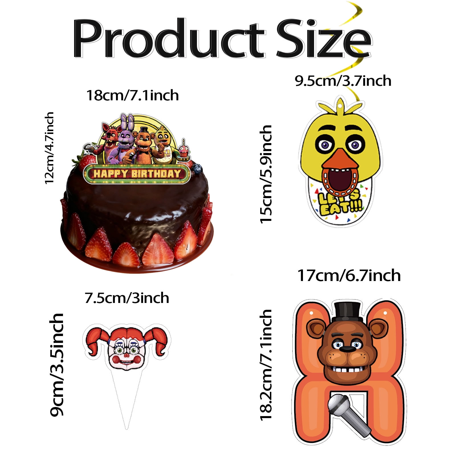 Anime Game Fives Nights Birthday Decorations Cup Banner Cake Topper For Kids Baby Shower Party Decoration Supplies