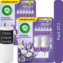 Air Wick Scented Oil Kit – Lavender & Chamomile (2 Warmers   8 Refills)-2pk, With Paper Towel By OMA