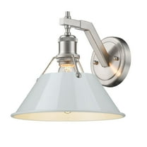3306-1W PW-DB Golden Lighting Orwell - 1 Light Wall Sconce-9.63 Inches Tall and 10 Inches Wide-Pewter Finish-Dusky Blue Shade Color