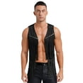 thumbnail image 3 of Choomomo Men's Faux Suede Cowboy Outfit Open Front Tassel Vest & Hollow-out Crotch Tiered Fringe Pants Black L, 3 of 7