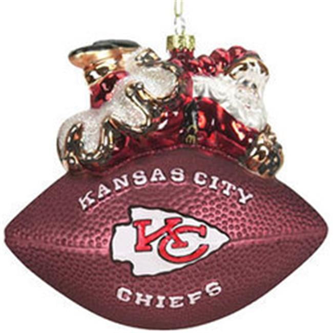 Kansas City Chiefs 5 1//2 Peggy Abrams Glass Football Ornament