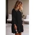 thumbnail image 4 of Women's Casual Black Solid Color Puff Sleeve Ruffle Hem Mini Dress - [ZhiHiMeRi] | (US 12-14)L, 4 of 7