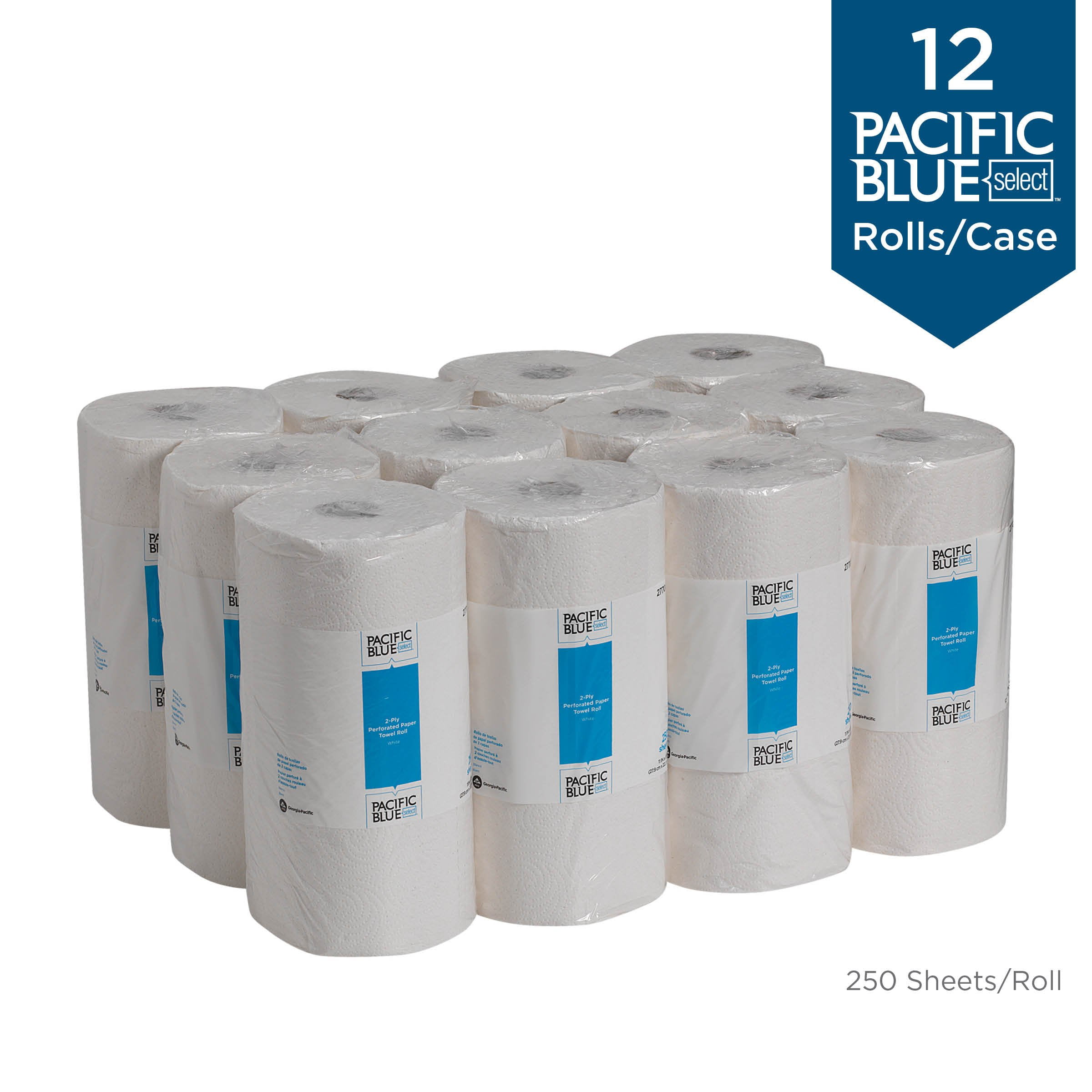 Georgia-Pacific  8.8 x 11 Pacific Blue Select Perforated Paper Towel, White - 250 Per Roll