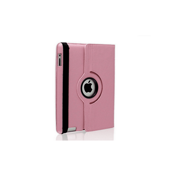 360 Degree Rotating PU Leather iPad 4 Case with Screen Protector Cover Multi-angle Stand Folio Cover with Smart Wake Up Sleep for Apple iPad 2/iPad 3/iPad 4(Pink)