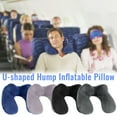 thumbnail image 4 of U-Shaped PVC Flocked Inflatable Travel Pillow Lightweight, Compact, Comfortable Neck Support for Airplane & Car Journeys - Soft Warm Texture, Elastic Design (31x31x14cm) Dark Gray, 4 of 4