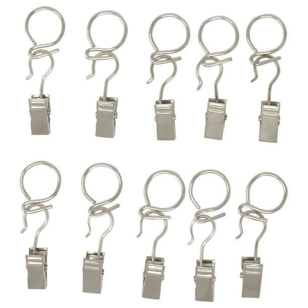 Urbanest SHook Rings With Clips 1/2" Cafe Rod, Set of 10, Brushed