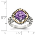 thumbnail image 3 of Shey Couture Sterling Silver with 14K Accent Antiqued Checkerboard-cut Cushon Amethyst Ring QTC350, 3 of 5