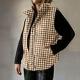 thumbnail image 4 of Gamivast Plaid Quilted Vest for Women Lightweight Padded Stand Collar Sleeveless Jackets Fall Winter 2025 Button Zip up Coat Warm Side Split Outerwear with Pockets, 4 of 5