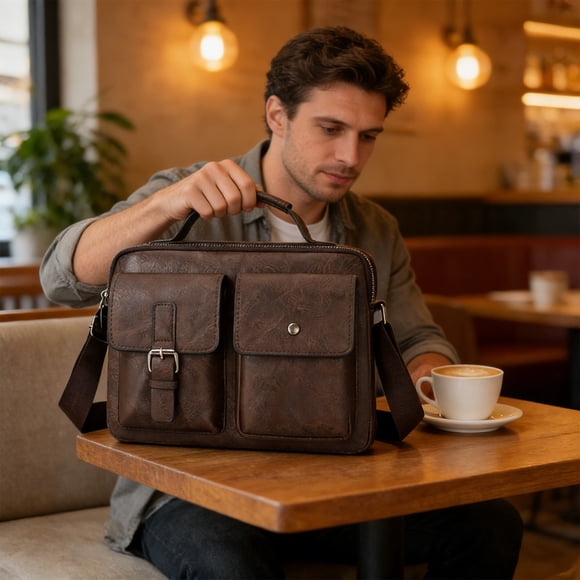 Textured Leather Shoulder Crossbody Bag Adjustable Strap Lightweight Spacious Handbag for Travel Work Daily Necessary