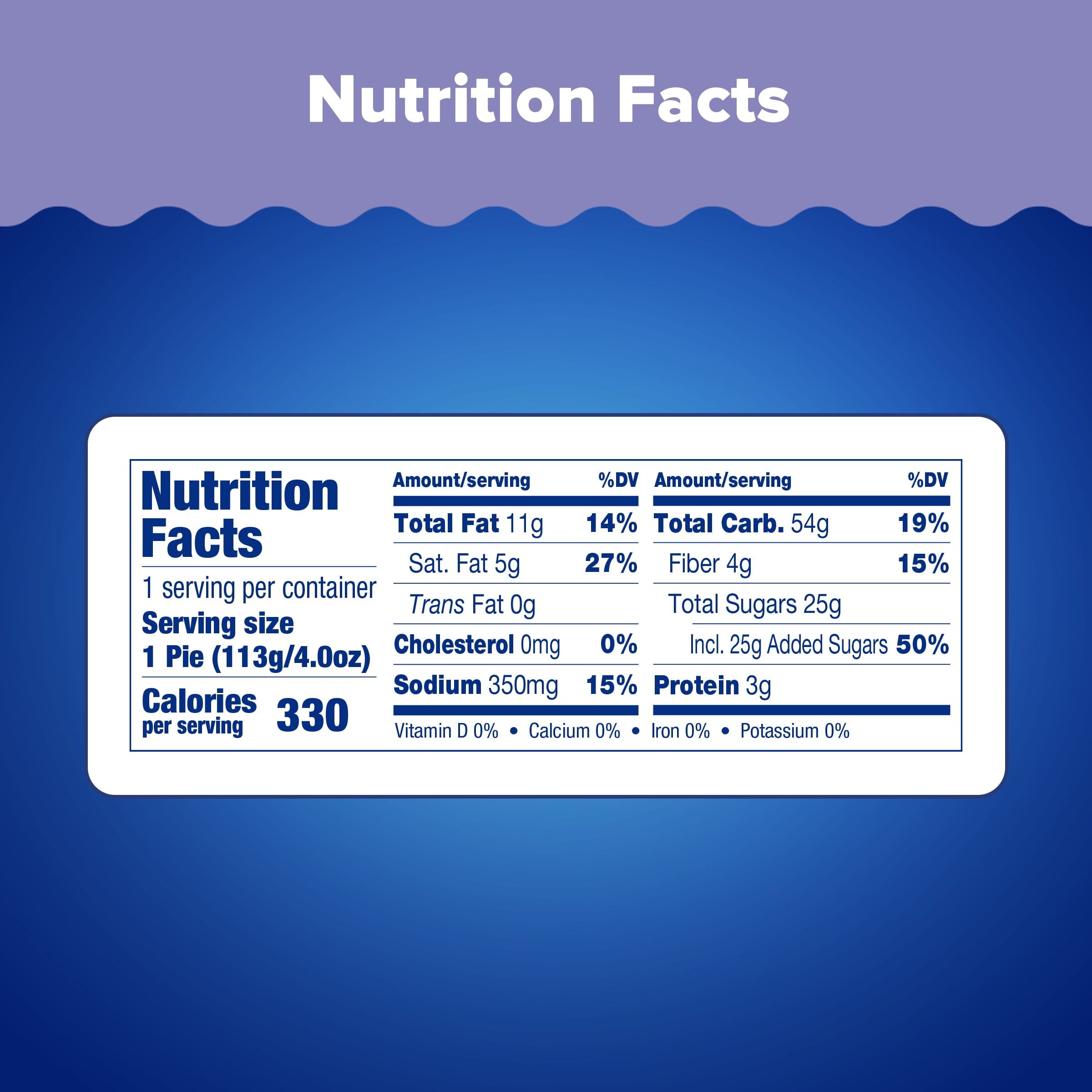 Tastykake Blueberry Baked Pie, Soft Baked Crust Topped Blueberry Pie, Shelf-Stable, 4 oz