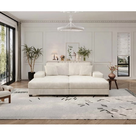 Modern Corduroy Fabric Oversized Double Lounge Sofa Chair, 220×80×75cm for Living Room