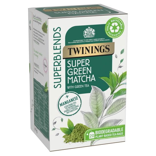 Twinings Superblends Super Green Matcha, 20 Tea Bags 20's, British Import (Pack of 3)