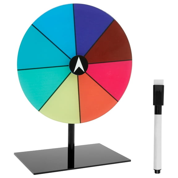 Spinning Prize Wheel 8 Inch Dry Erase Tabletop Roulette Spinner 8 Slots Colorful Tabletop Roulette Wheel with Stand Editable Prize Wheel Spinner for Party Carnival Tradeshow