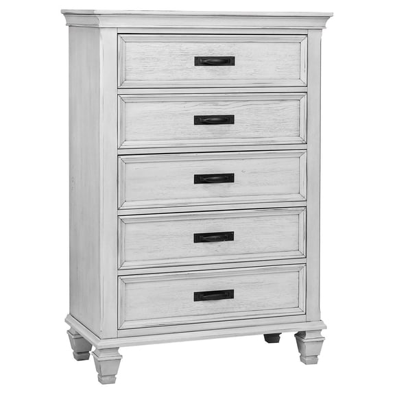 Coaster Franco 5-Drawer Bedroom Chest, Distressed White