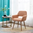 thumbnail image 2 of KCC Furry Desk Chair, Mid-Century Modern Accent Armchair with Faux Fur for Teen Girls, Dining Chair With Wood Look Metal Legs Living Dining Room, Home Vanity Makeup Office No Wheel, Camel, 2 of 7