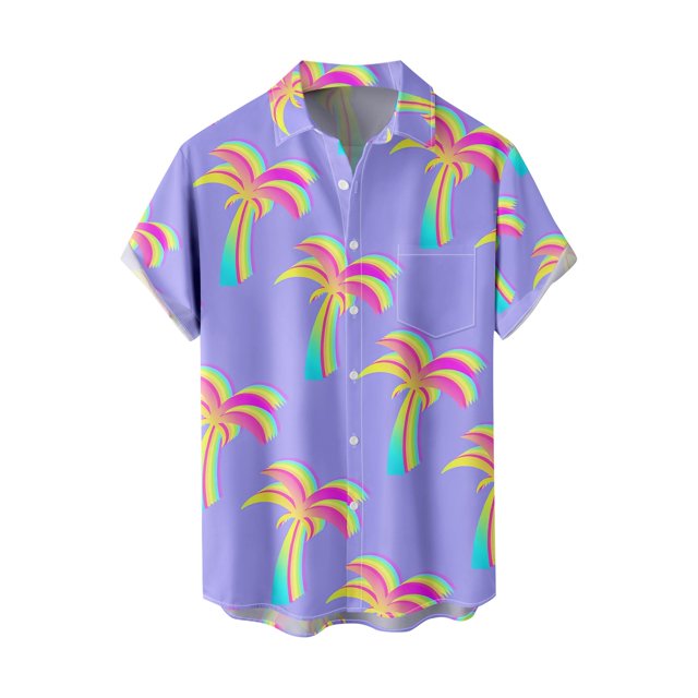 Summer New Men's Printed Slim Fit Shirt Large Fashion Casual Short Sleeve Shirt MenXL
