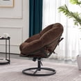 thumbnail image 3 of Mcombo Swivel Papasan Chairs, Gas Lift Cozy Chair with Height Adjustment, Velvet Rocking Saucer Chair for Living Room Bedroom HQ405(Dark Brown), 3 of 9