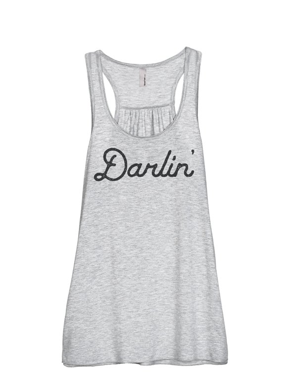 Darlin Women's Sleeveless Flowy Racerback Tank Top Sport Grey Large