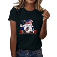 thumbnail image 1 of Blusas para las Mujeres Casual, Estampado Manga Corta Cuello Redondo Camiseta Top Hecho de Cómodo Estante de Imitación para Toda la Temporada de Uso Diario, Tops Cortos para las Mujeres, 1 of 6